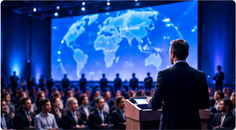 Conference speaker addressing an audience